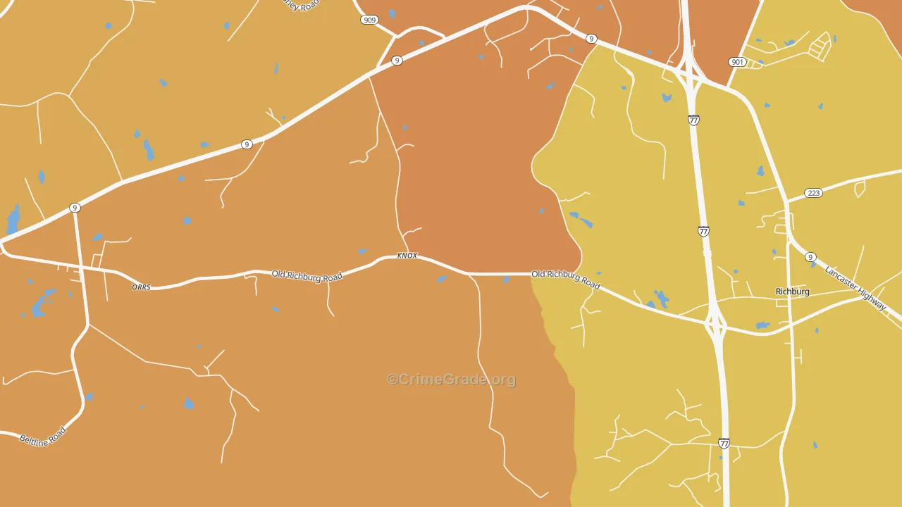 Knox, SC Map of Burglary Rates