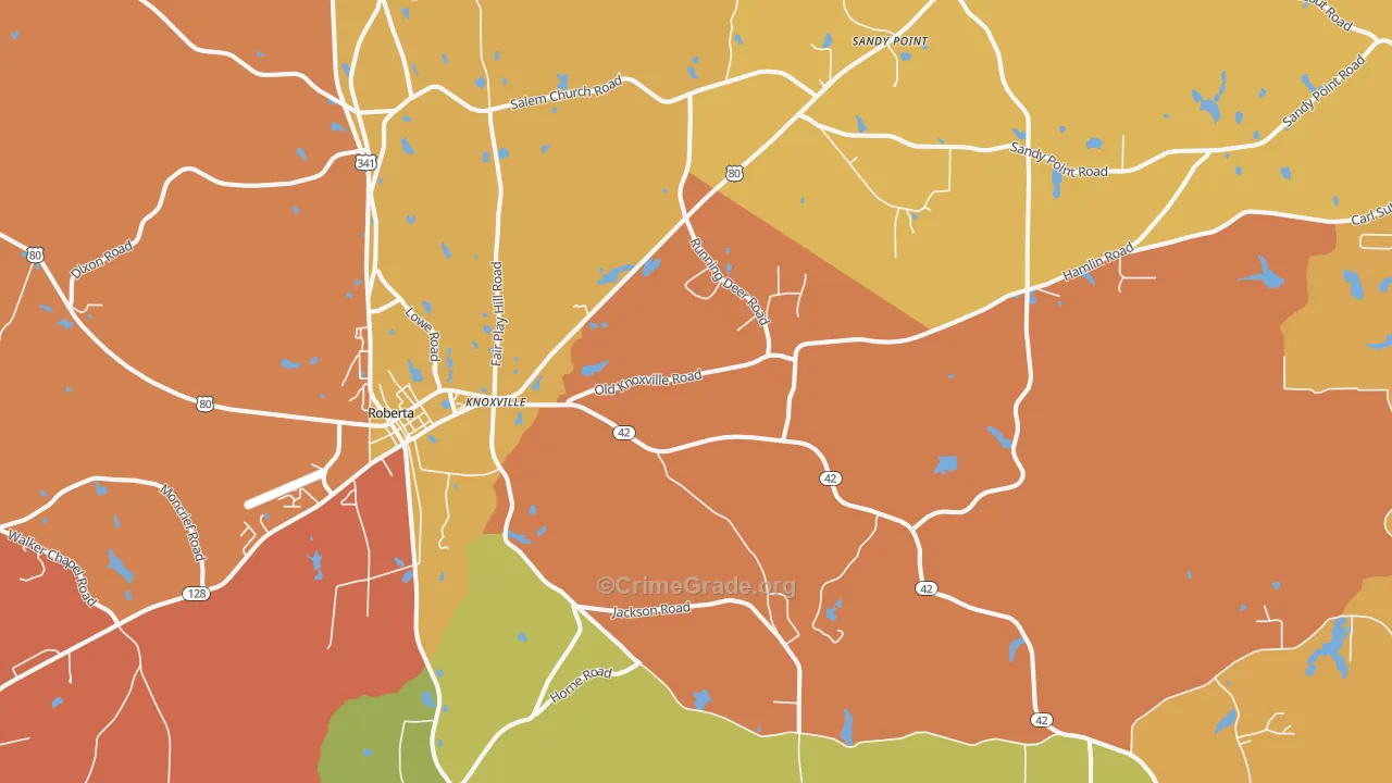 Knoxville, GA Map of Burglary Rates