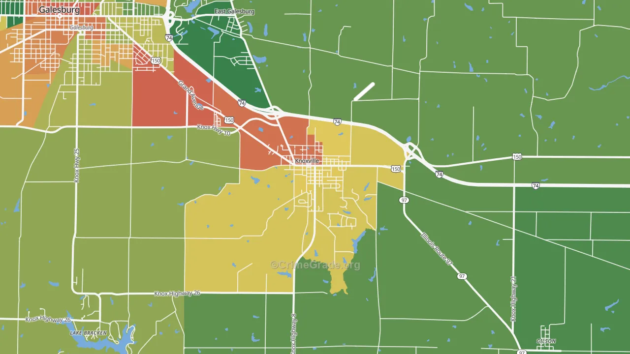Knoxville, IL Map of Burglary Rates