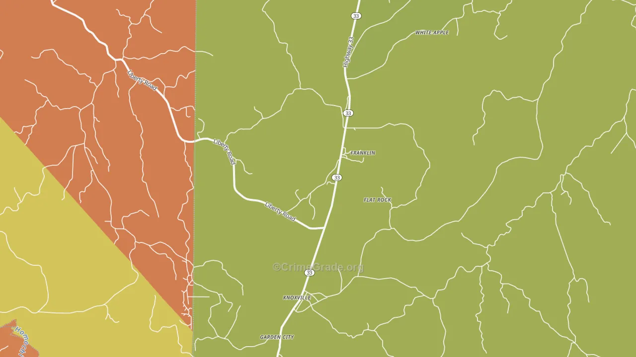 Knoxville, MS Map of Burglary Rates