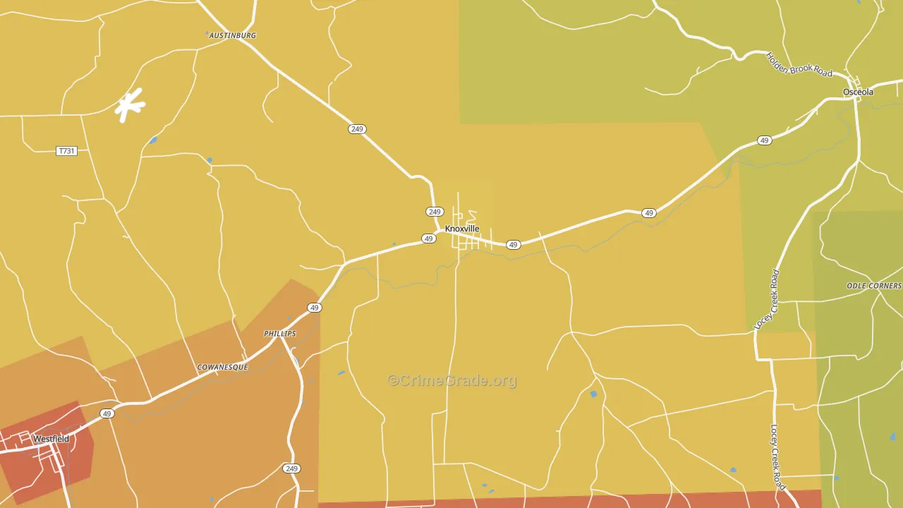 Knoxville, PA Map of Burglary Rates