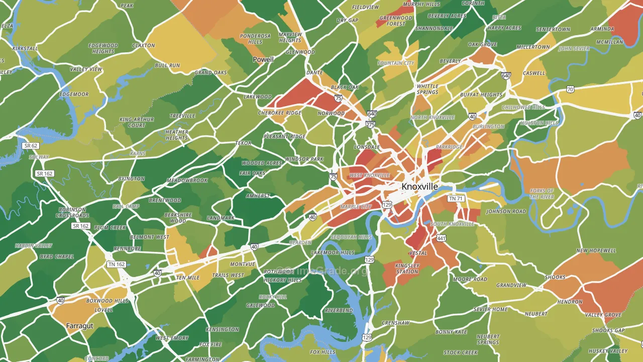 Knoxville, TN Map of Burglary Rates