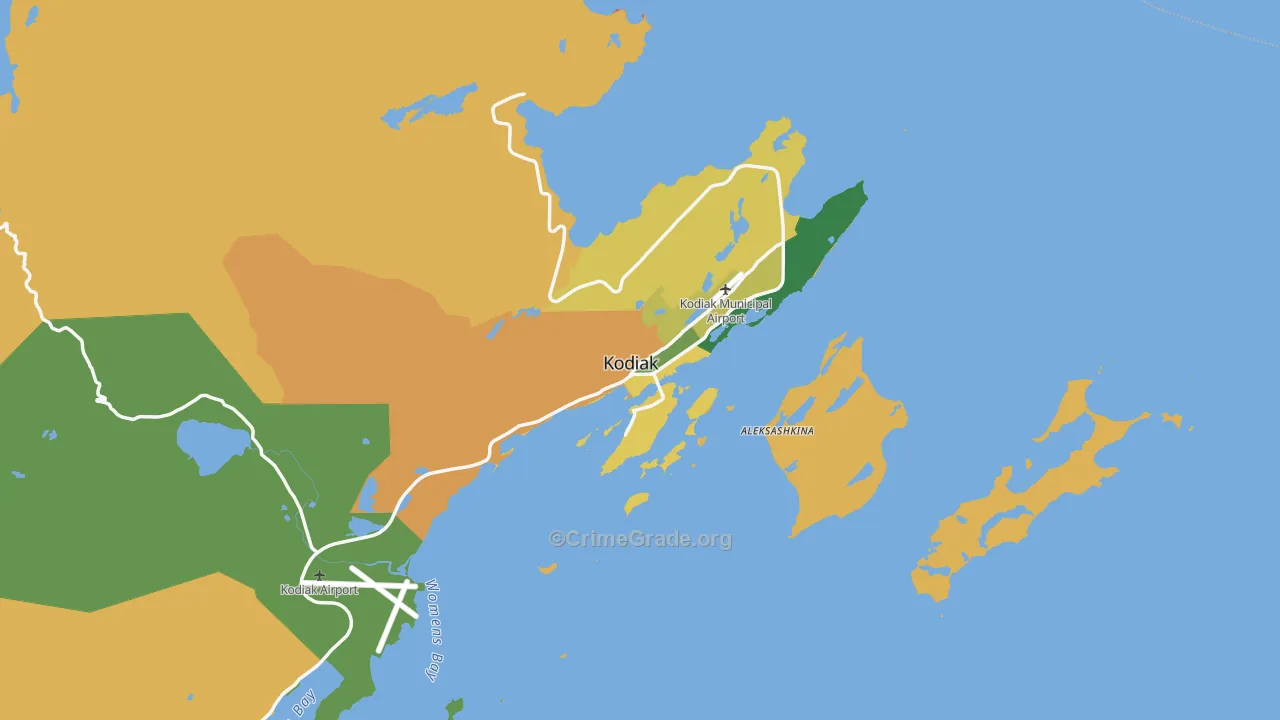Kodiak, AK Map of Burglary Rates