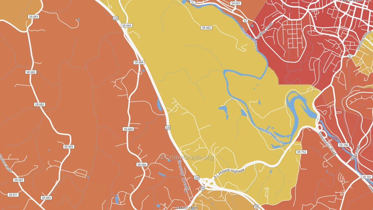 Koehler, VA Map of Burglary Rates