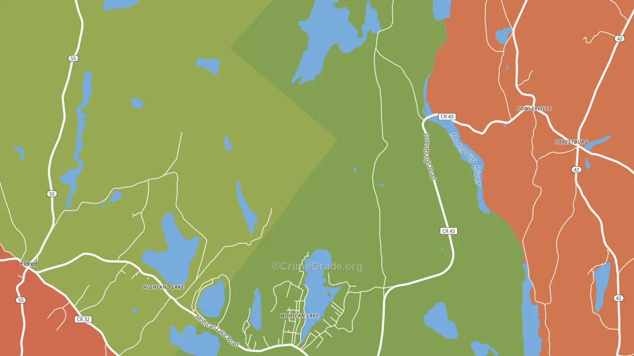 Kohlertown, NY Map of Burglary Rates