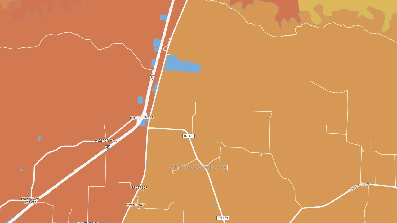 Koko, TN Map of Burglary Rates