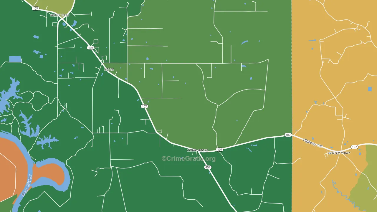 Kolin, LA Map of Burglary Rates