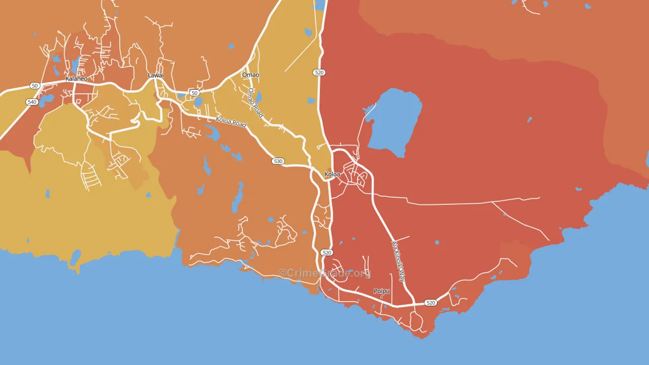 Koloa, HI Map of Burglary Rates