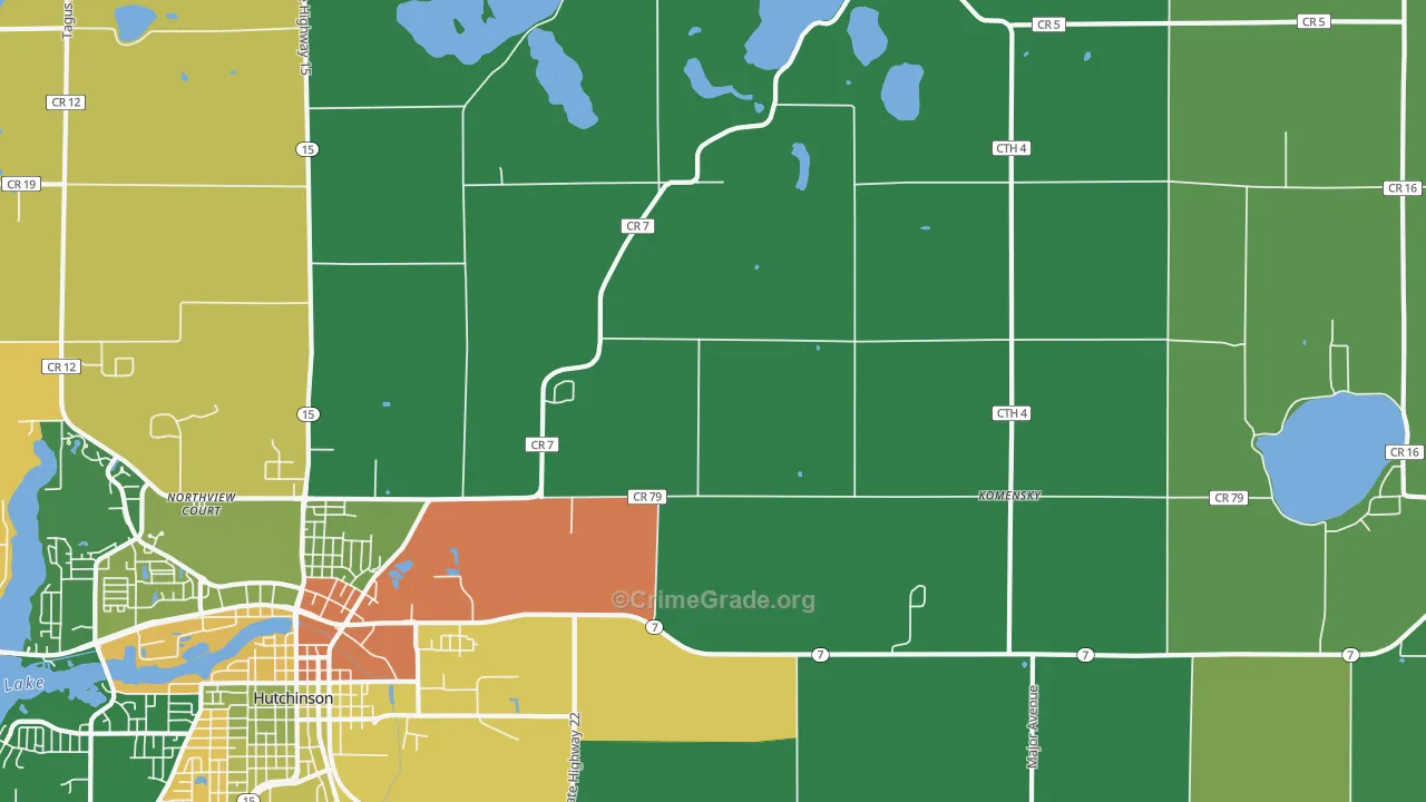 Komensky, MN Map of Burglary Rates