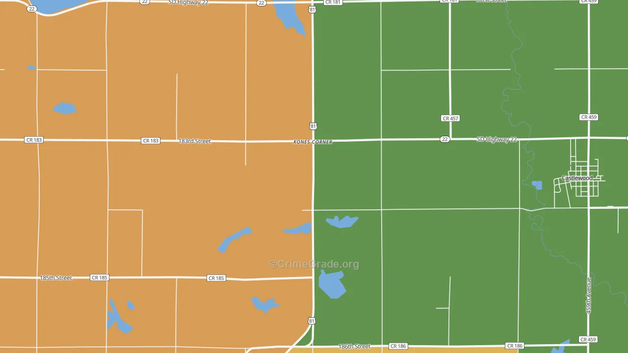 Kones Corner, SD Map of Burglary Rates