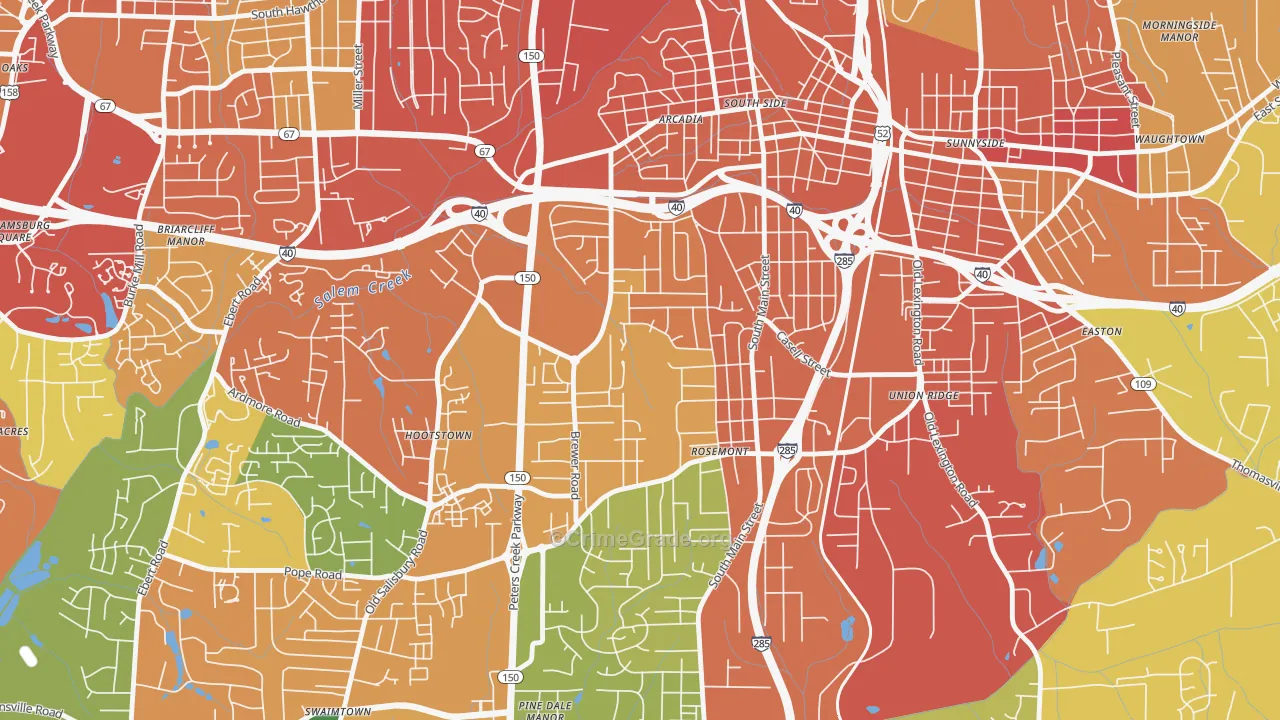 Konnoak, Winston-Salem, NC Map of Burglary Rates