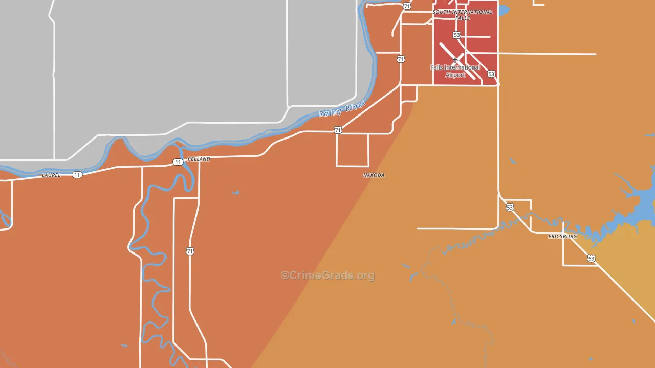 Koochiching County, MN Map of Burglary Rates