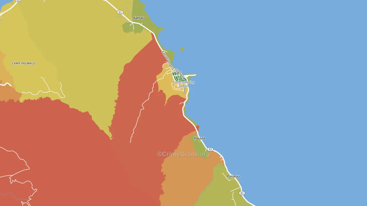 Koolauloa, Laie, HI Map of Burglary Rates
