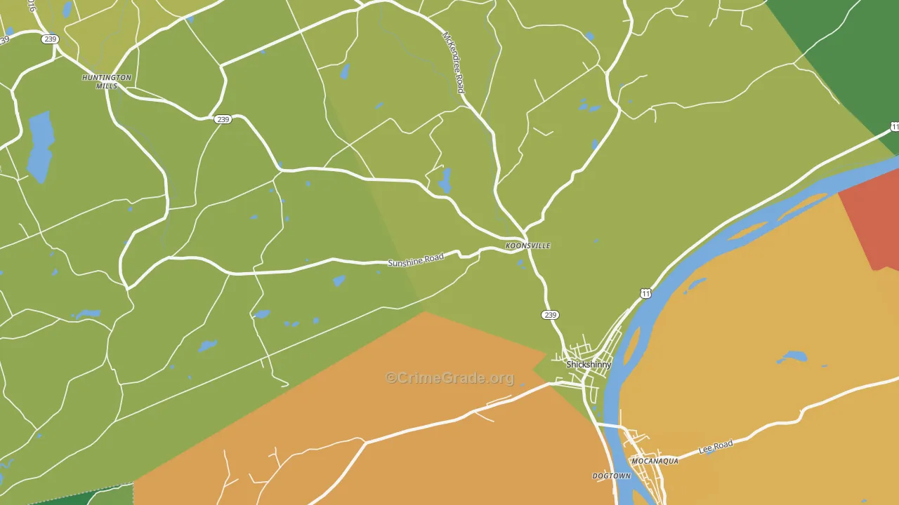 Koonsville, PA Map of Burglary Rates