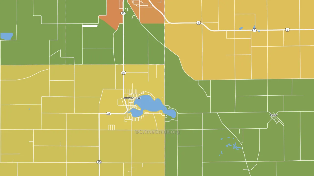 Koontz Lake, IN Map of Burglary Rates