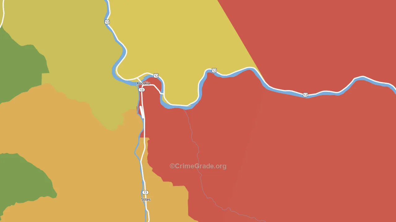 Kooskia, ID Map of Burglary Rates