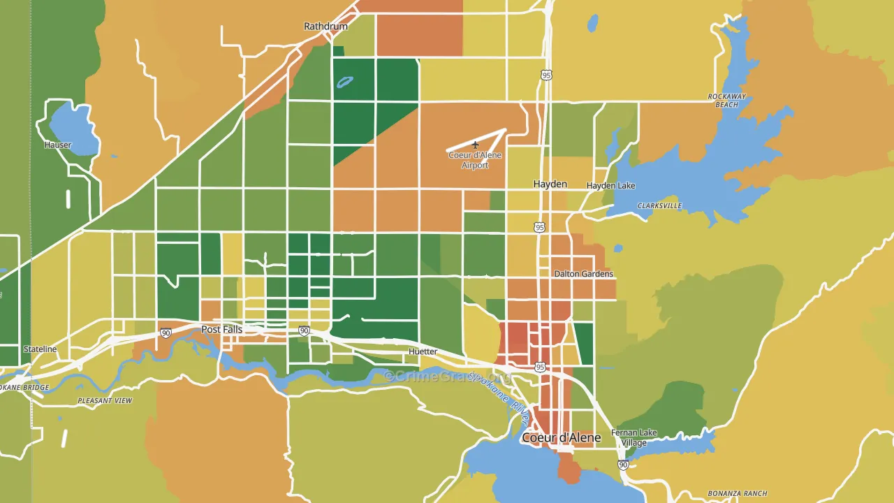 Kootenai County, ID Map of Burglary Rates
