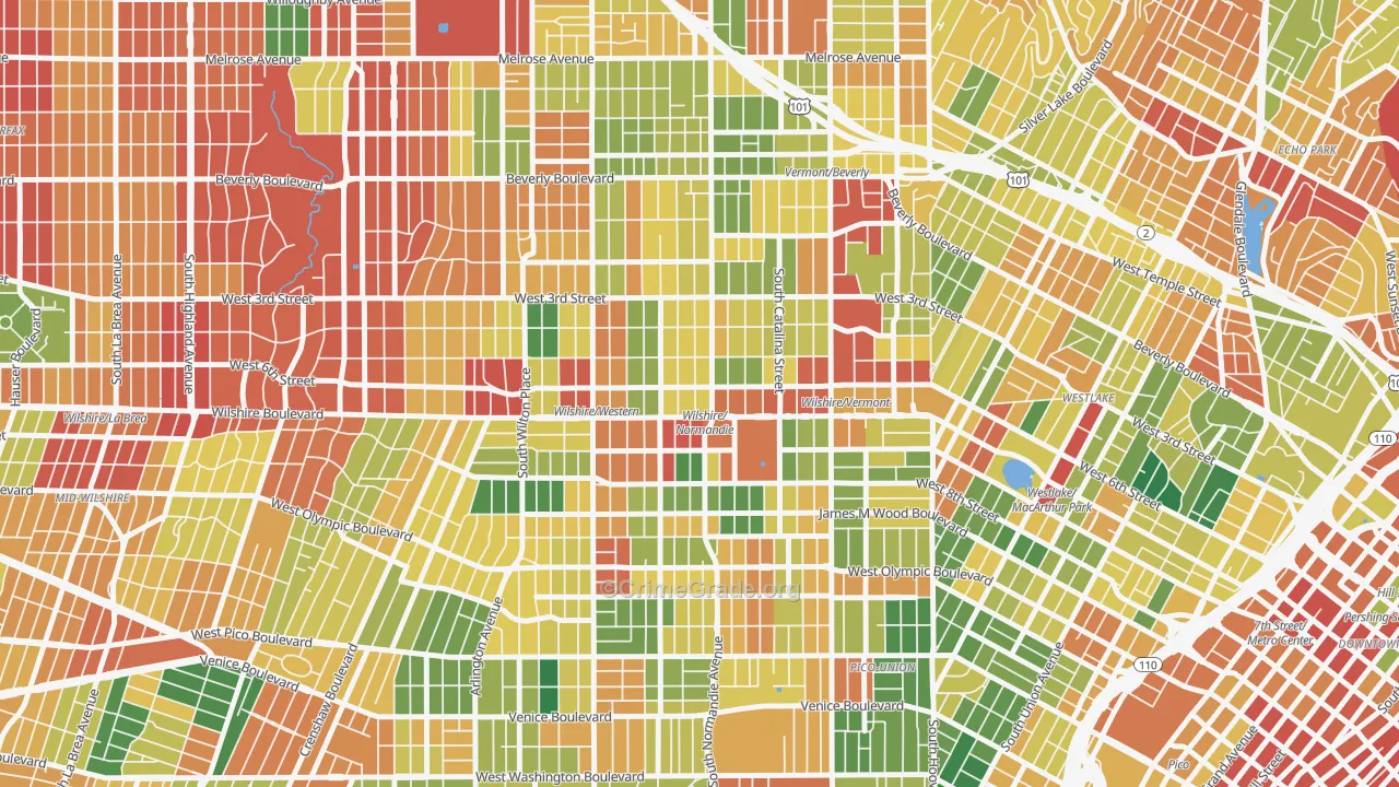 Koreatown, Los Angeles, CA Map of Burglary Rates