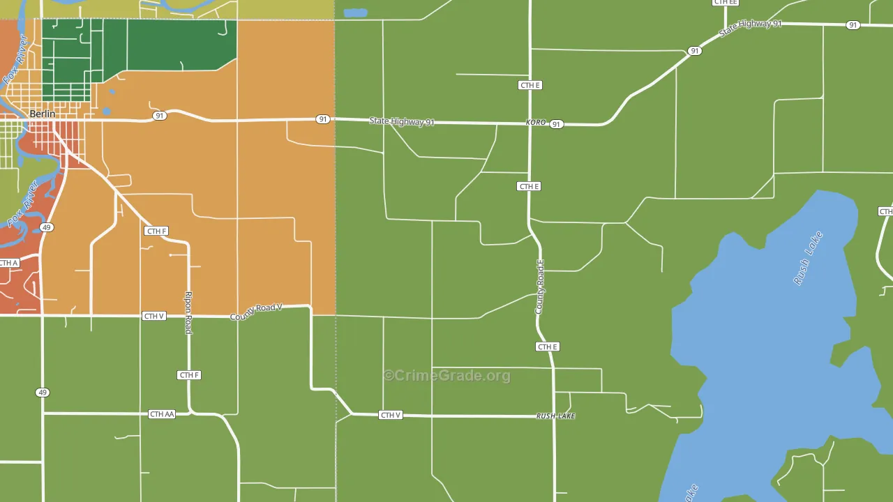Koro, WI Map of Burglary Rates