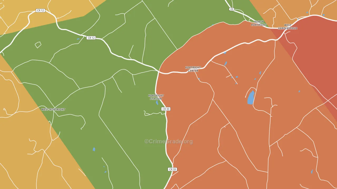 Kortright Center, NY Map of Burglary Rates