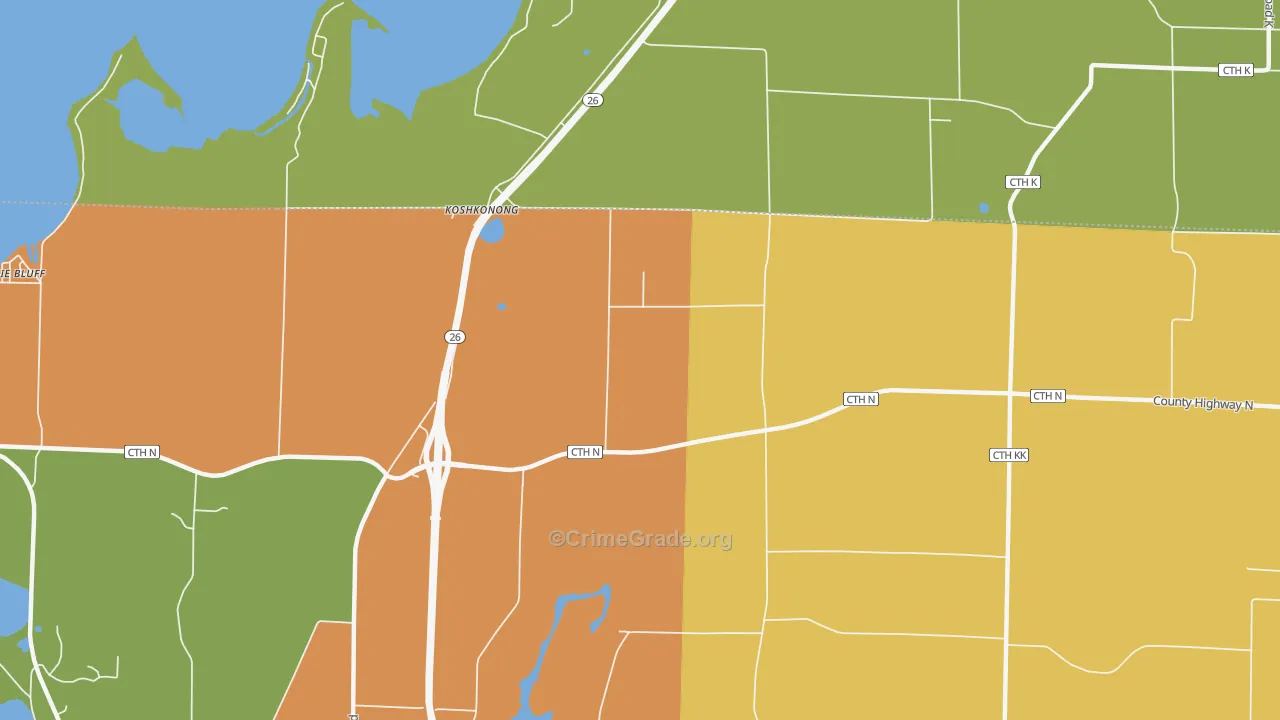 Koshkonong, WI Map of Burglary Rates