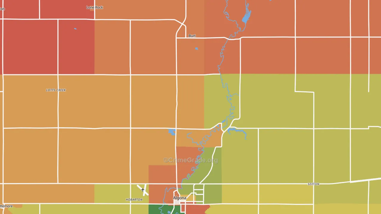 Kossuth County, IA Map of Burglary Rates