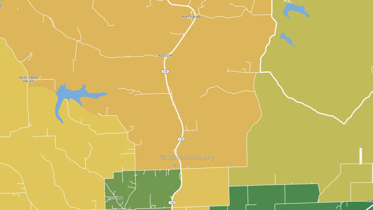 Kossuth, IN Map of Burglary Rates