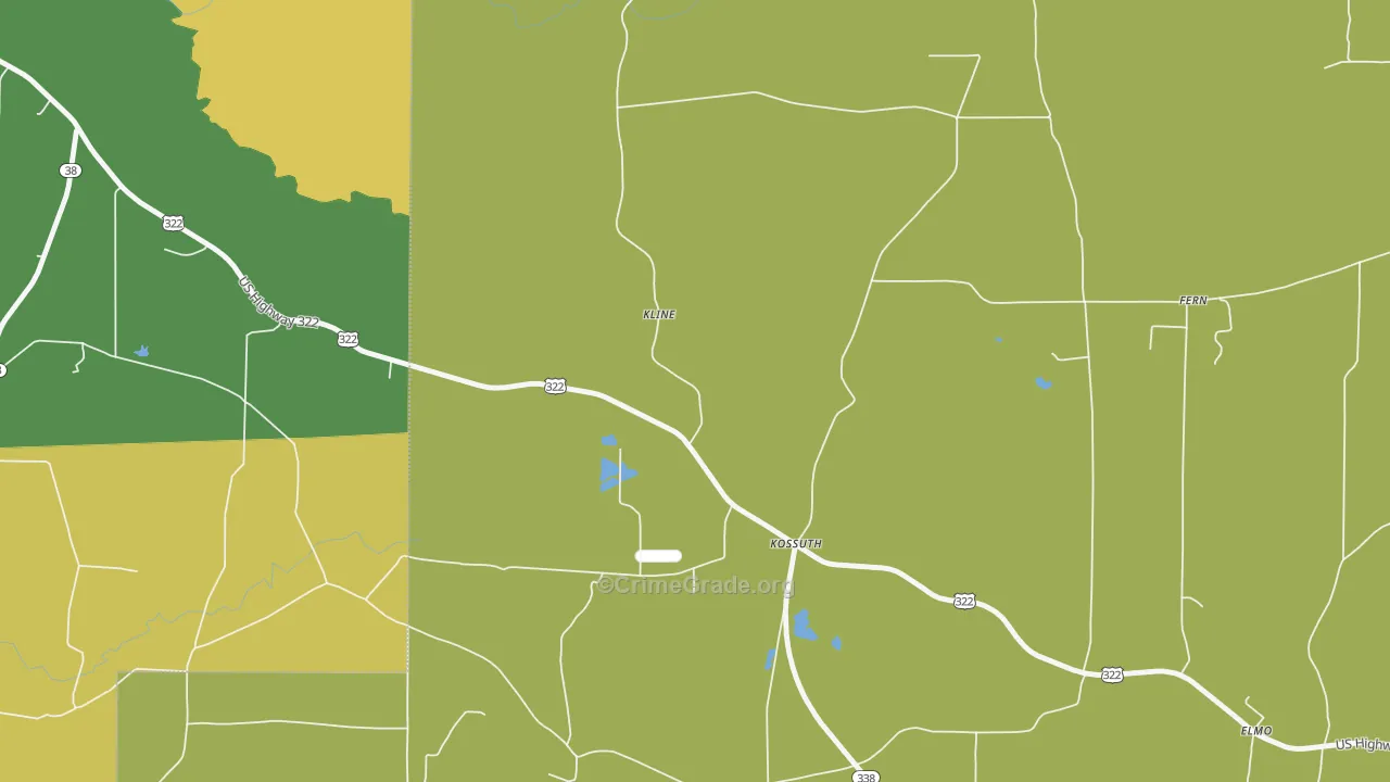 Kossuth, PA Map of Burglary Rates