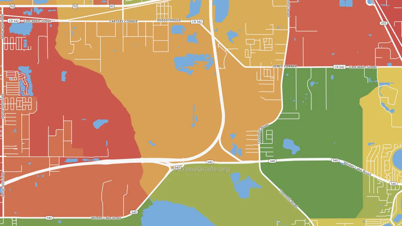 Kossuthville, FL Map of Burglary Rates