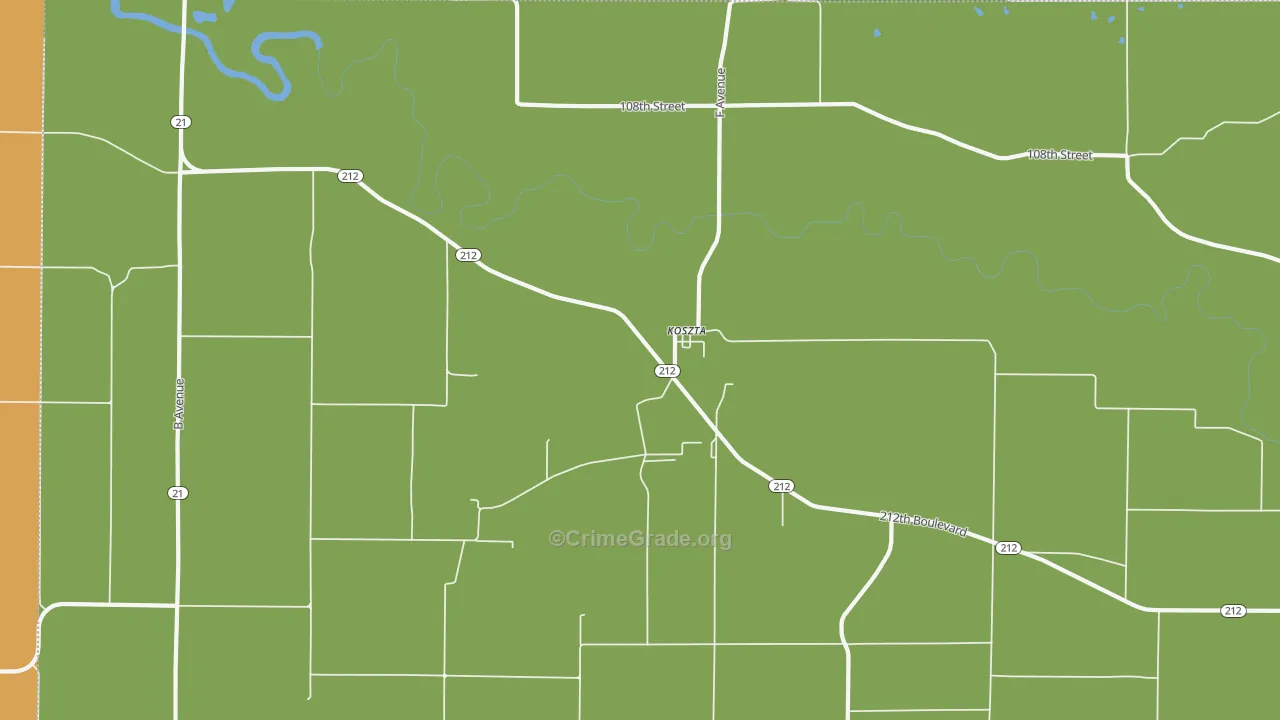 Koszta, IA Map of Burglary Rates