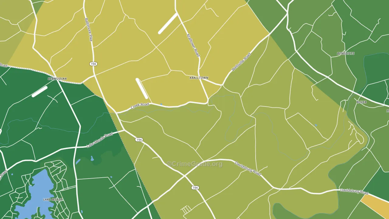Kralltown, PA Map of Burglary Rates