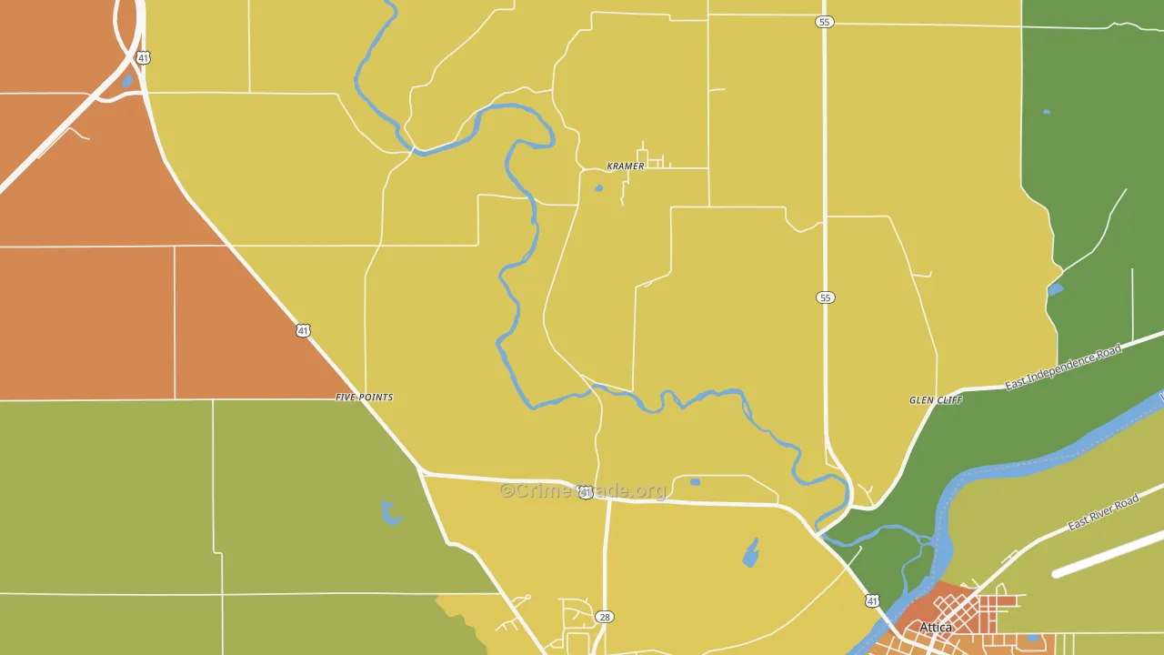 Kramer, IN Map of Burglary Rates