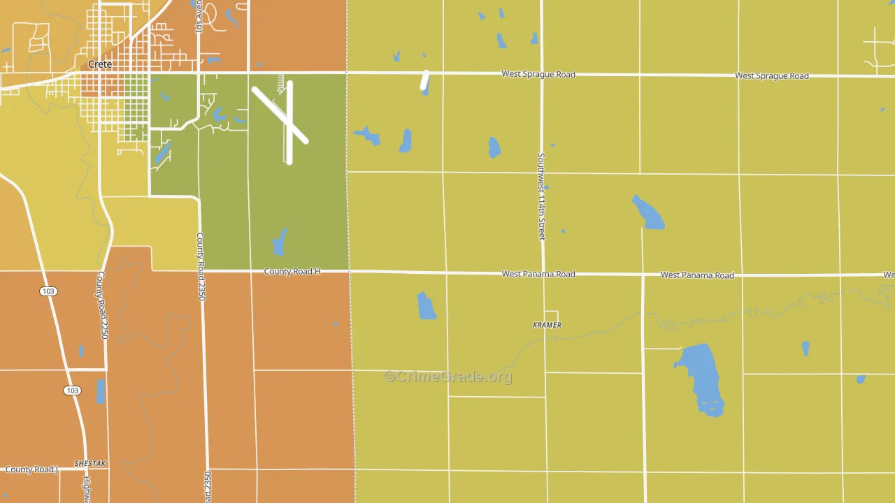 Kramer, NE Map of Burglary Rates