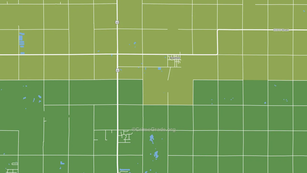 Kremlin, OK Map of Burglary Rates
