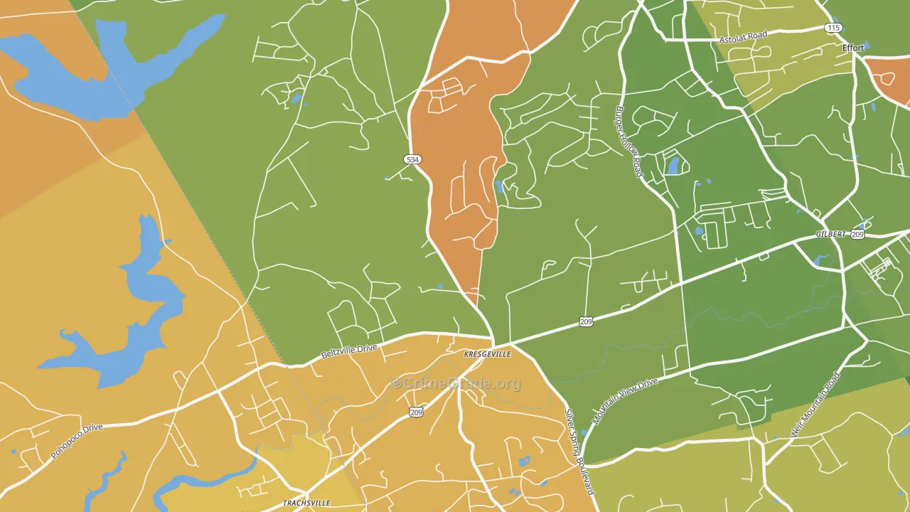 Kresgeville, PA Map of Burglary Rates