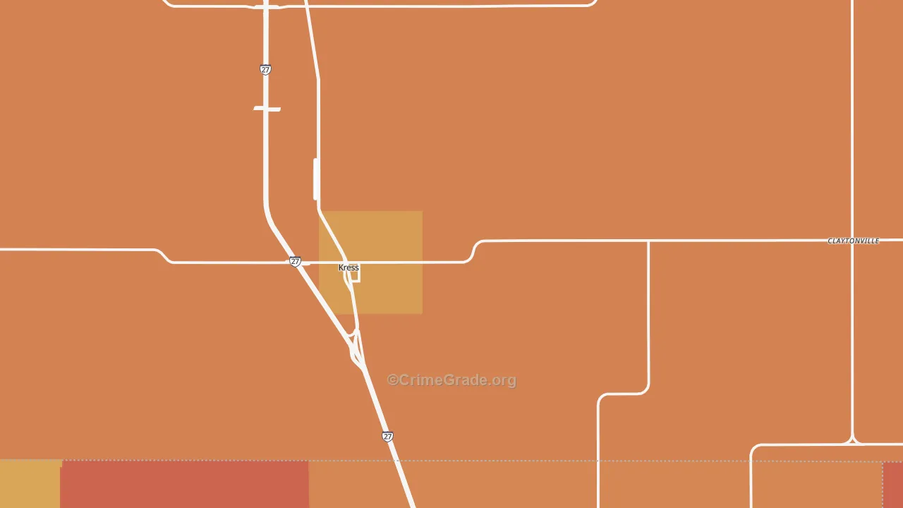 Kress, TX Map of Burglary Rates