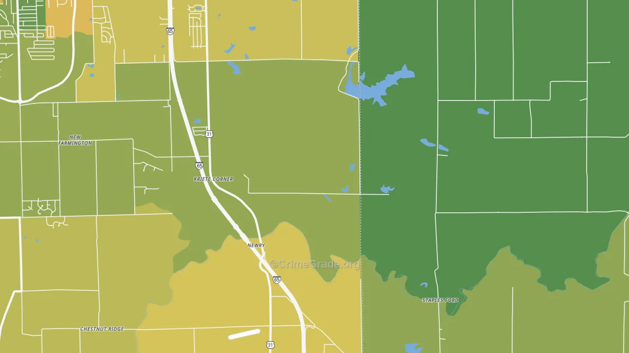 Kriete Corners, IN Map of Burglary Rates