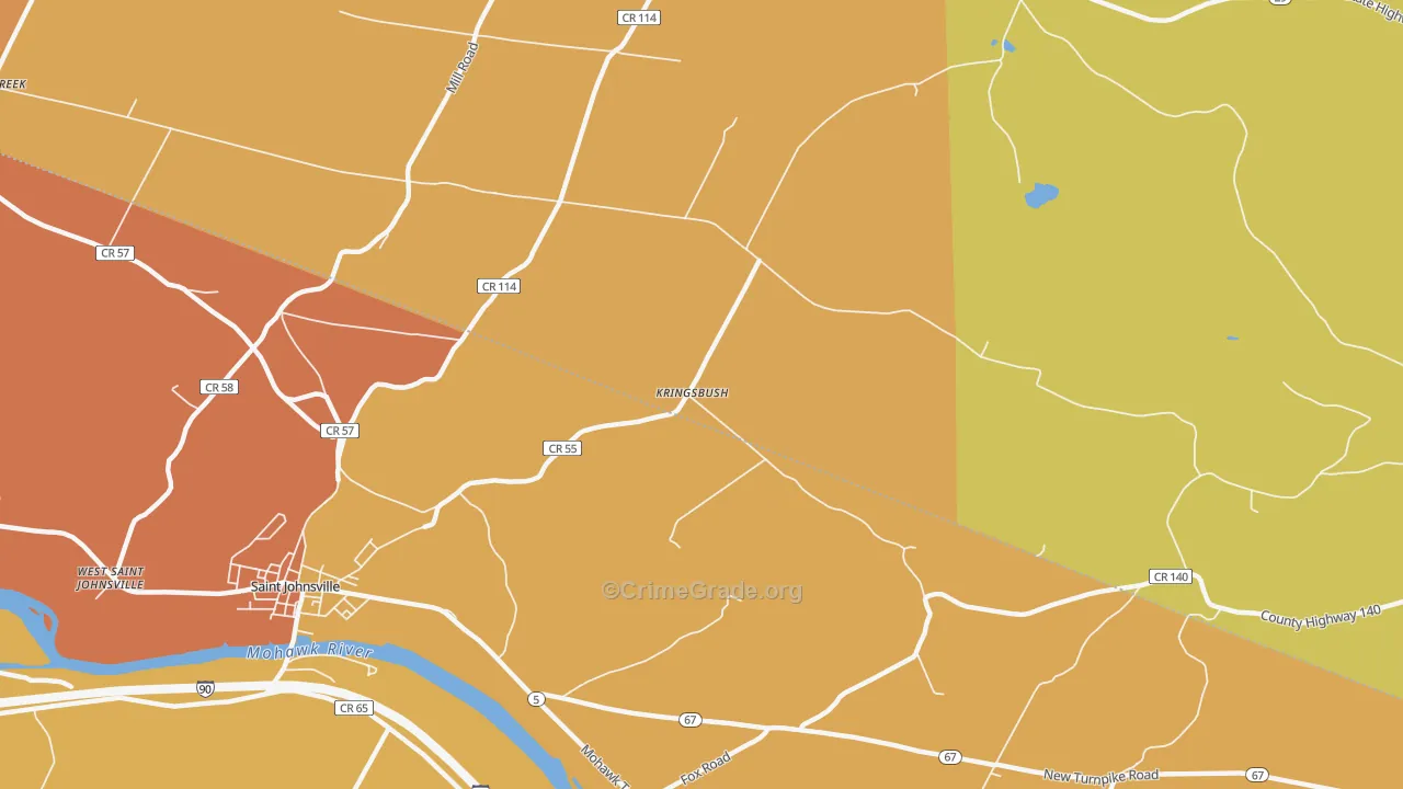 Kringsbush, NY Map of Burglary Rates