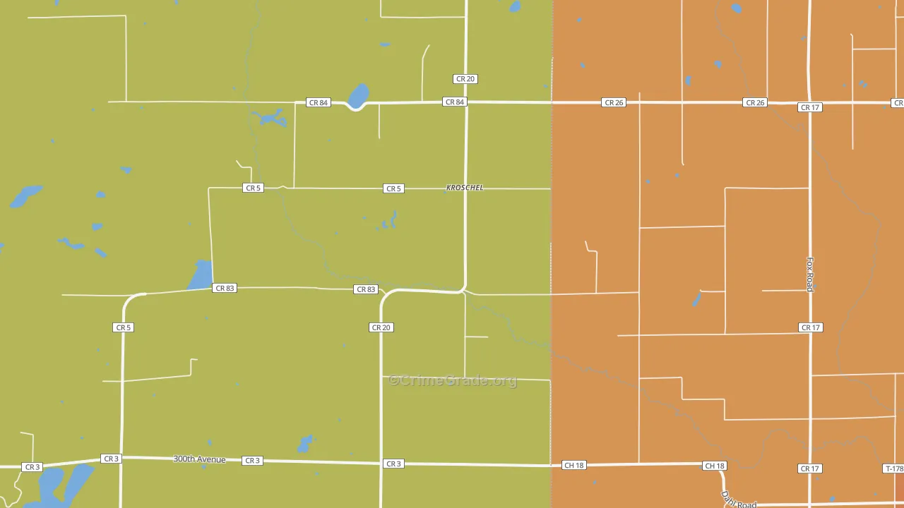 Kroschel, MN Map of Burglary Rates