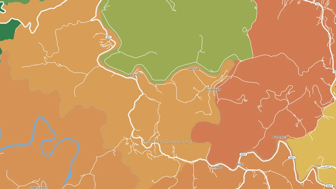 Krypton, KY Map of Burglary Rates