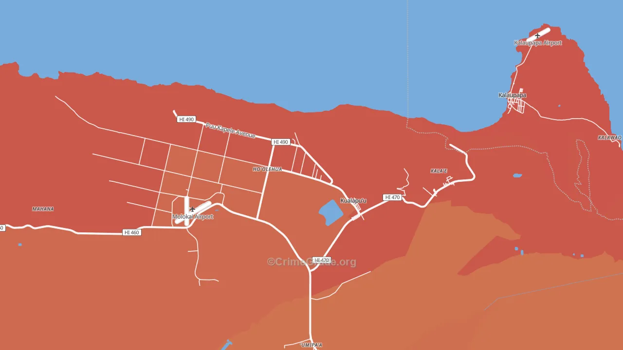 Kualapuu, HI Map of Burglary Rates