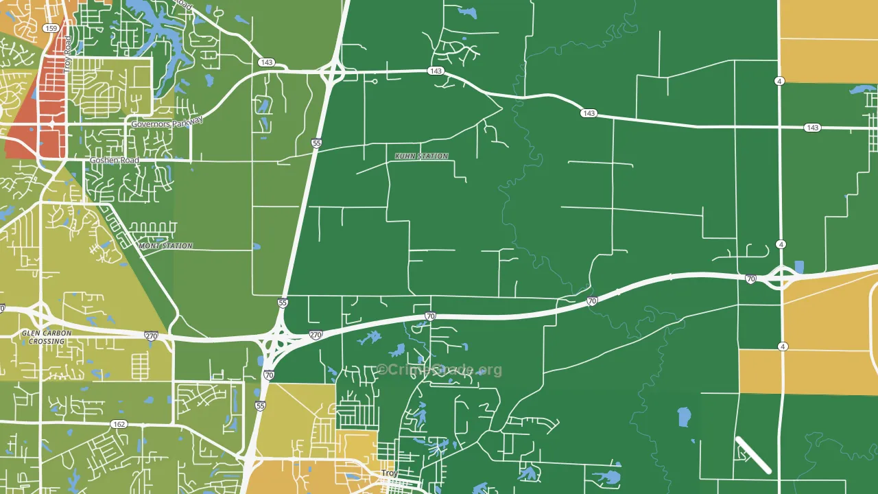 Kuhn Station, IL Map of Burglary Rates