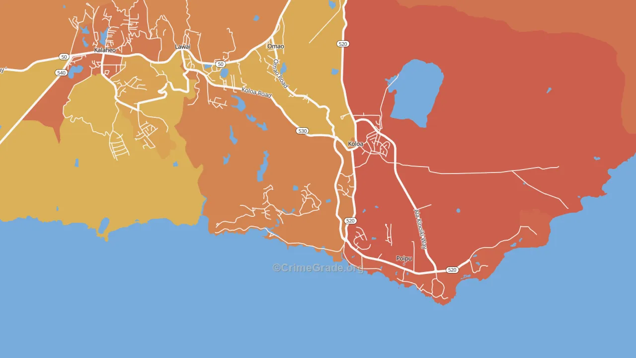 Kukuiula, HI Map of Burglary Rates