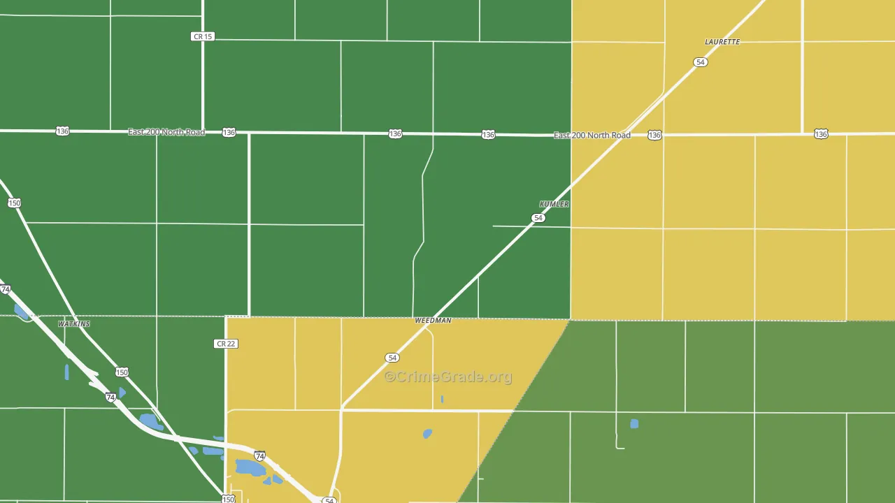 Kumler, IL Map of Burglary Rates