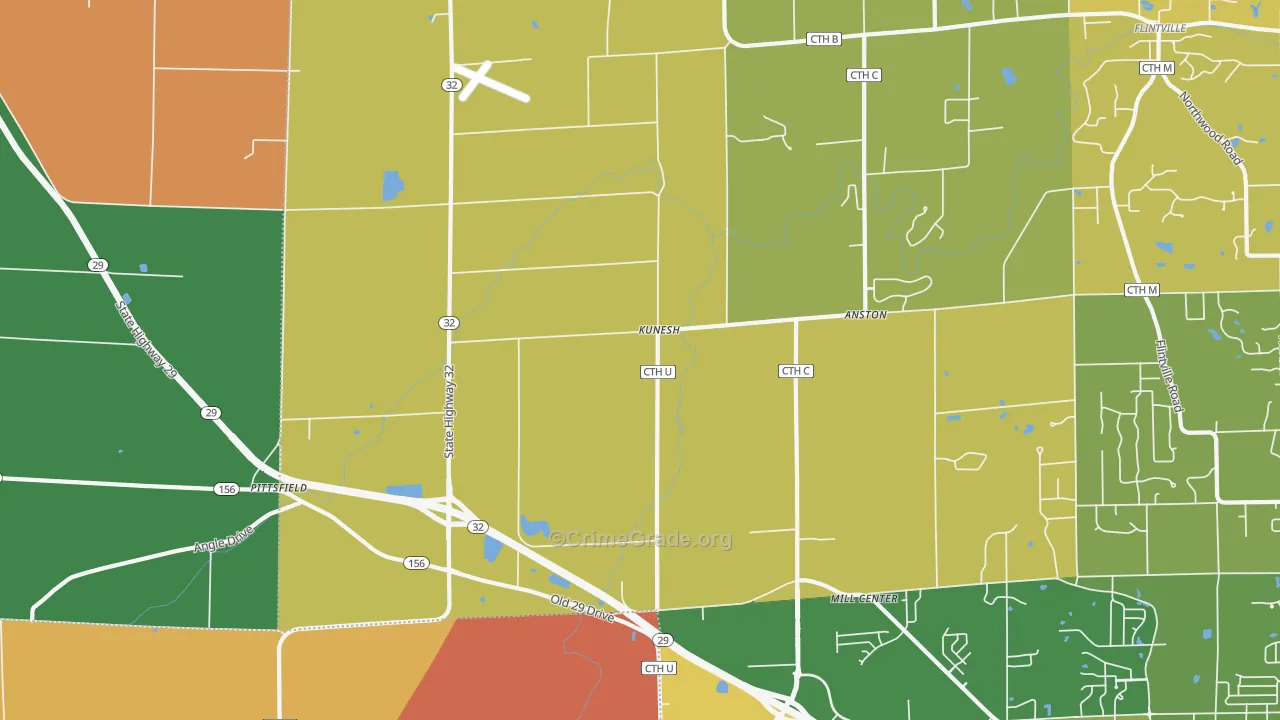 Kunesh, WI Map of Burglary Rates