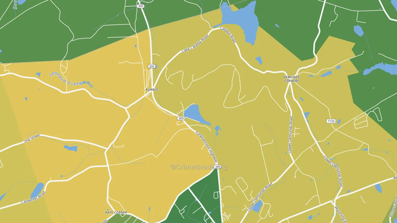 Kunkle, PA Map of Burglary Rates