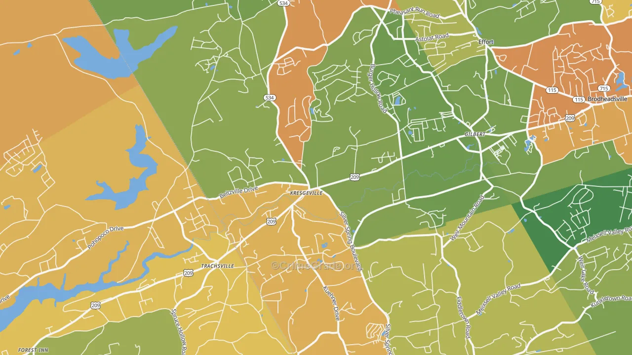 Kunkletown, PA Map of Burglary Rates