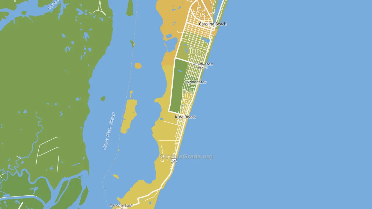 Kure Beach, NC Map of Burglary Rates