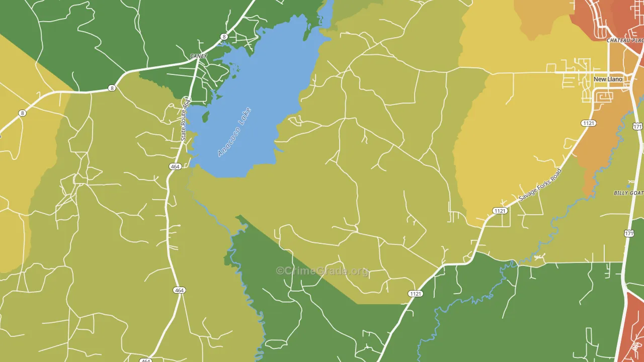 Kurthwood, LA Map of Burglary Rates