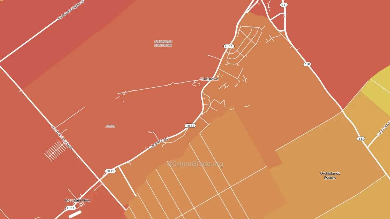 Kurtistown, HI Map of Burglary Rates
